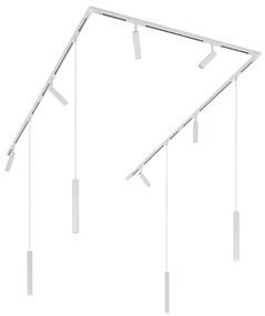 Nowoczesny system oświetleniowy szynowy z 6 reflektorami i 4 lampami wiszącymi biały 1-fazowy - Slimline Uzzy Keno