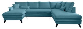 Turkusowa rozkładana sofa w kształcie litery "U" Miuform Charming Charlie, prawostronna