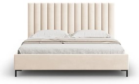 Beżowe tapicerowane łóżko dwuosobowe ze schowkiem i stelażem 180x200 cm Casey – Mazzini Beds