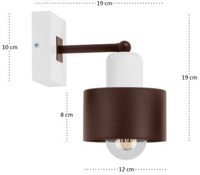 Brązowo-biały kinkiet LED WD-BR10x10WE jednopunktowy z litego drewna
