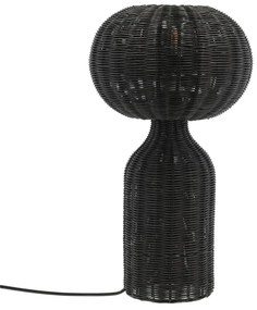 Czarna lampa stołowa z rattanowym kloszem (wysokość 43 cm) Werna – Villa Collection