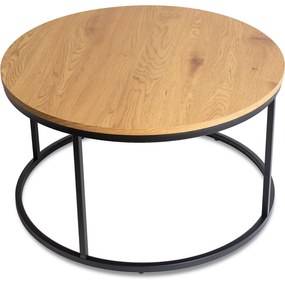 Stolik Kawowy LELLA MAX 80 cm Dąb Złoty/Czarny Nowoczesny Loft