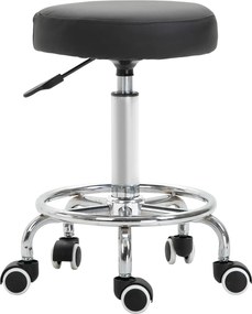 Vinsetto Taboret salonowy, regulowany, sztuczna skóra, do 110 kg, Ø42x50-64H cm, Czarny