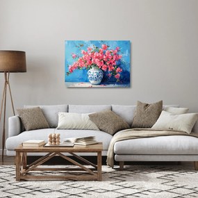 Obraz na szkle - Wazon z różowymi kwiatami (70x50 cm)