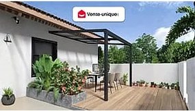 Pergola przyścienna z rozsuwanym dachem - 9 m² - antracytowy - IZEDA