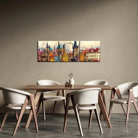 Obraz - Jesień w malowanym mieście (z zegarem) (90x30 cm)