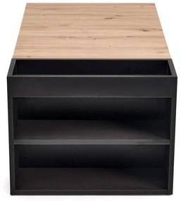 Prostokątna ława z dodatkowymi półkami dąb artisan/czarny 100/55/42 MURCIA