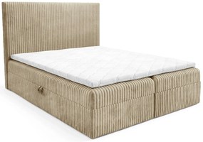 Jasnobrązowe łóżko tapicerowane sztruksem 5 rozmiarów T7-K24