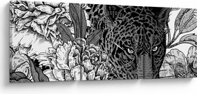Obraz - Egzotyczny ogród (z zegarem) (90x30 cm)