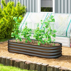 Outsunny Wysokie Grządki, Modułowe Wysokie Łóżko, Zabezpieczone Krawędzie, Projekt bez Dna, 150 x 62 x 30 cm, Ciemnoszary | Aosom PL