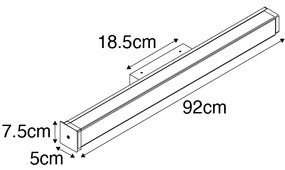 Kinkiet / Lampa scienna łazienkowy mosiądz 92 cm z diodą LED IP44 - Cascada Nowoczesny Oswietlenie wewnetrzne