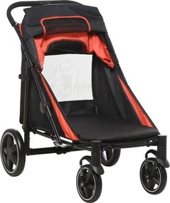 Outsunny Wózek dla Psa Podwójne Zabezpieczenie Składany Czerwony | Aosom PL