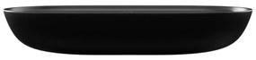 Umywalka ceramiczna nablatowa owalna czarna z otworem i z półką na mydło 80 x 40 cm DECOS Black z rantem Slim