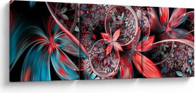 Abstrakcyjny obraz egzotycznych kwiatów (z zegarem) (90x30 cm)