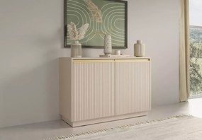 Komoda dwudrzwiowa Miraza bez uchwytów 4 półki nowoczesna do salonu MDF
