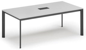 Stół konferencyjny PRIMO INVITATION, 240x120 cm, bialy + port blatowy TYP VI, czarny