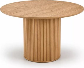 Okrągły stół Terra 120 cm z okleiny naturalnej na ryflowanej nodze w kolorze naturalnego drewna