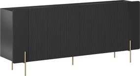 Komoda Malmi 200 cm czterodrzwiowa - czarny mat / złote nóżki