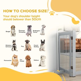 PawHut Bramka dla psa wolnostojąca 4 panele elastyczna drewno sosnowe jasnoszara | Aosom PL