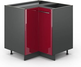 Szafka narożna bordowa czerwień wysoki połysk 80.5x51.6x82 fame-line