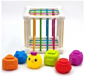Woopie baby elastyczna kostka sensoryczna sorter dla dzieci zwierzątka + grzechotka 7 el.
