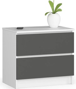 Szafka nocna AKORD K60 Biała 60 cm 2 szuflady kolor Grafit Szary mat 60x40x55 cm