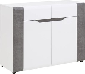 Komoda z Szufladami do Salonu NOVO 107 cm Biała / beton Nowoczesna