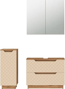 Zestaw mebli łazienkowych dąb/kaszmir ze strukturą płytek 79.6x32x62.5 lotta