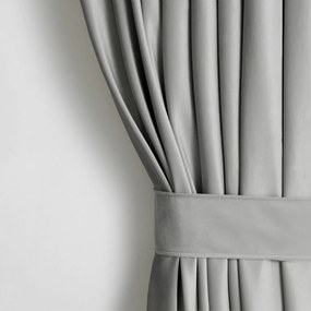 Jasnoszara aksamitna zasłona częściowo zaciemniająca (dimout) 140x270 cm Pleat – Restilo