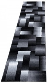Dywan nowoczesny Miami Kwadraty szaro-czarne 80 cm x 300 cm