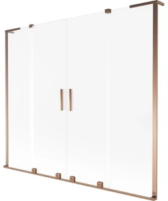Mexen Velar L Duo parawan nawannowy 2-skrzydłowy rozsuwany 180 x 150 cm, szron, różowe złoto - 896-180-003-32-60