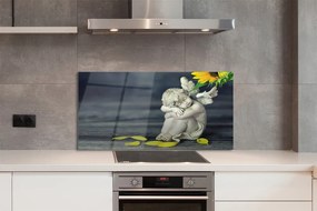 Panel Kuchenny Szklany Śpiący Aniołek w Słonecznikach