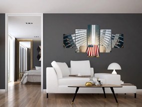 Obraz budynku z flagą USA (125x70 cm)