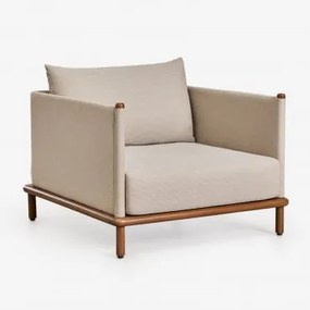 Fotel Olivia Acacia Wood Kremowa Semoline & Ciemny Akacjowy Brąz - Sklum