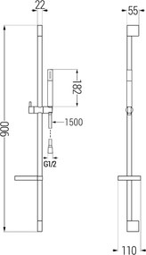 Mexen DS70 zestaw prysznicowy suwany, chrom - 785704583-00