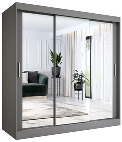Szafa przesuwna z lustrem antracyt 200 cm - Kukkin 6X