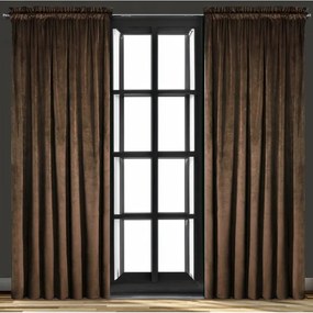 Zasłona welurowa na taśmie 140x250 velvet gruba brązowa