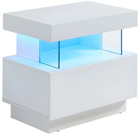 Zestaw 2 szafek nocnych z 1 szufladą i 1 wnęką - Z oświetleniem LED - MDF - Biały lakierowany - FABIO II
