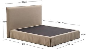 Szarobrązowe tapicerowane łóżko dwuosobowe 160x200 cm Jaira – Kave Home