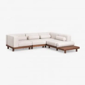 Sofa Modułowy Narożny Ogrodowy 4-częściowy Z 2 Modułami Narożnymi I Bocznym Stolikiem Z Akacji Edrien Akacja Brąz - Sklum