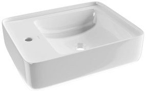 Umywalka nablatowa prostokątna biała z otworem z półką na mydło 40 x 50 cm MERA