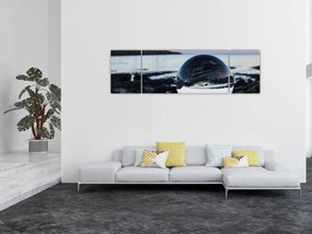 Obraz szklanej kuli na skale (170x50 cm)
