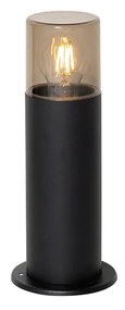 Stojąca lampa zewnętrzna czarna z kloszem w kolorze dymionym 30 cm IP44 - Odense