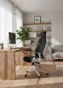 Czarny biurowy fotel obrotowy z regulowanym zagłówkiem T2-S95