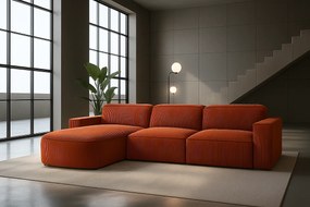 Narożnik w kształcie L zaokrąglony Cursal, tkanina Poso, Miedziany, Lewy