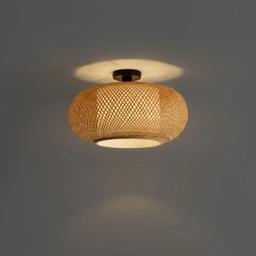Lampa sufitowa Japandi z bambusa z białym wnętrzem - Liva