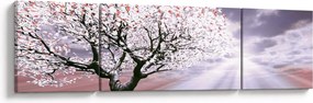 Czerwony obraz drzewa (170x50 cm)