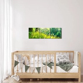 Obraz - Magiczna łąka pełna mniszków lekarskich (z zegarem) (90x30 cm)