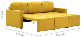 Rozkładana sofa modułowa żółta tkanina - Odi 4Q