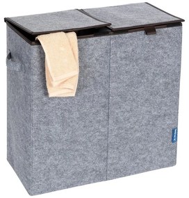 Szaro-brązowy podwójny kosz na pranie Wenko Duo, 82 l